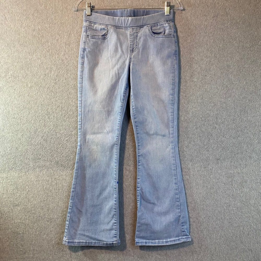 Cat & Jack Flare Jeans Kids Size 12 Light Wash Blue Pull On Denim FLAW